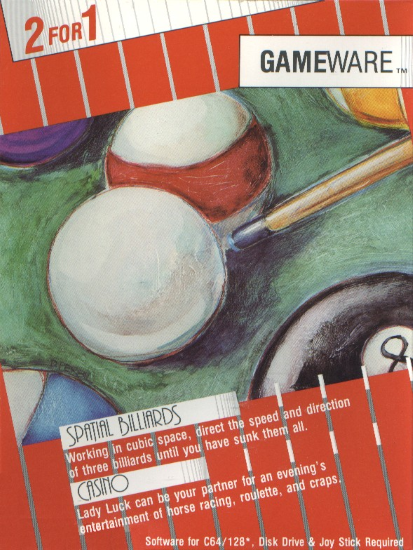2 for 1 : Spatial Billiards & Casino box art for Commodore 64